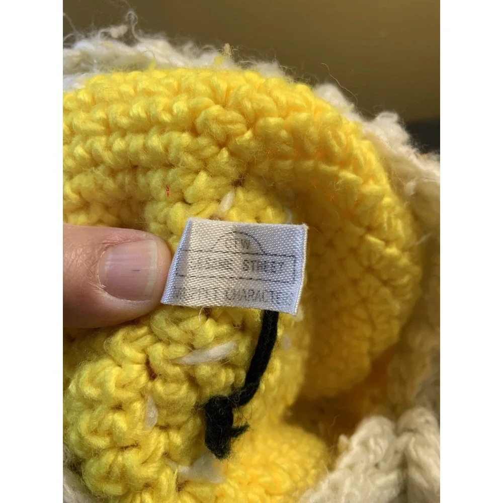 Vintage Sesame Street Big Bird Kids Childs Hand Knit Bonnet Muppet Hat JCPenney